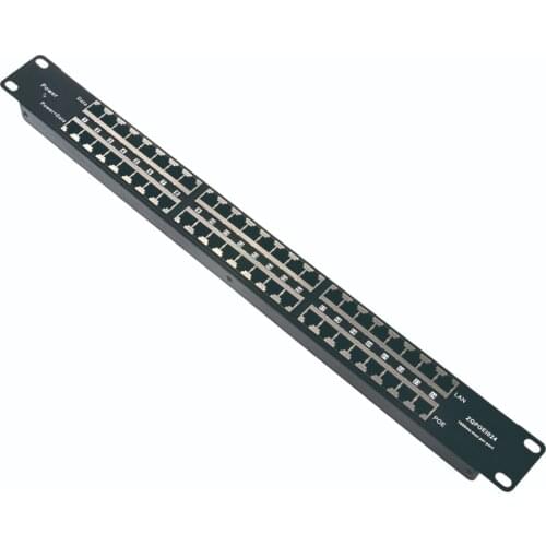 24 Port POE Injector Passive POE Patch Panel power 24 10/100 devices from one supply 12v to 56v for IP camera, VOIP Phones