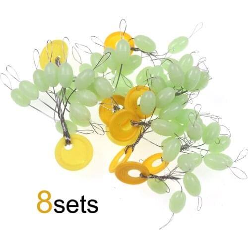 8sets=48pcs Stopers Large Size Luminous Soft Rubber Buffer Beads for Saltwater Fishing Rigs Practical Fishing Accesorries