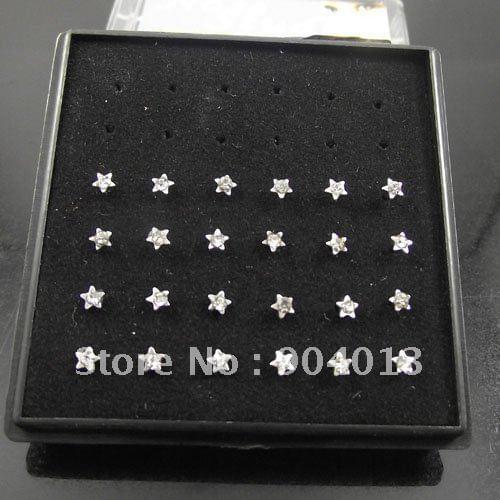96pcs Clear color star Nostril Nose Ring nose stud Rings labret Tragus Ear piercing body jewelry free shipping