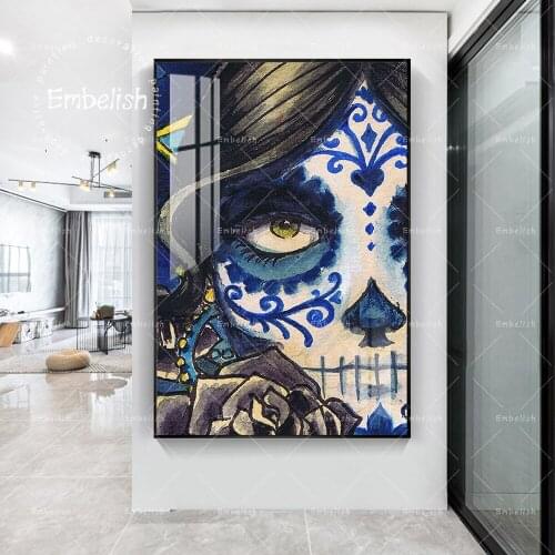 Embelish Free Shipping Modern Home Decor HD Wall Posters For Living Room SKull Face Canvas Print Painting Home Decor