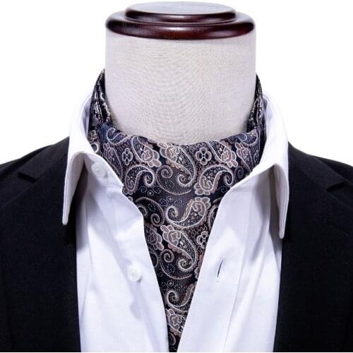 Designer Mens Ascot Cravat Gifts Box Sets Paisley Tie Set 100% Silk Ties British Style Luxury for Men Fashion Blue Wool Adult