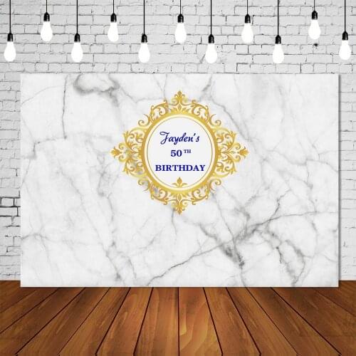 Custom Adults Birthday Party Backdrop White Marble Banner Elegant Tasteful Photo Background Wall Setter Poster Decoration