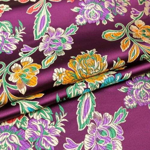 Chinese Vintage flower brocade jacquard nylon fabrics for sewing cheongsam and kimono table runner DIY design material