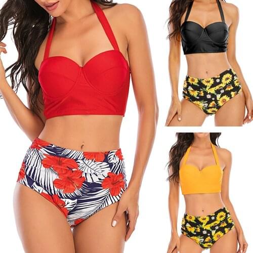 Print Bikini Set Two Piece Swimsuit Sexy Backless Tight Bathing Suit Women Plus Size Swimwear Swim Beach Wear Fashion