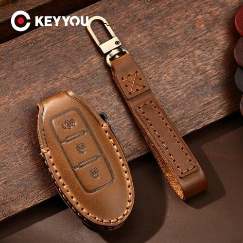 KEYYOU Leather Car Key Case For Infiniti EX35 FX35 FX50 M56 G35 G37 JX35 QX50 QX60 QX80 For Nissan Protector Key Bag Cover