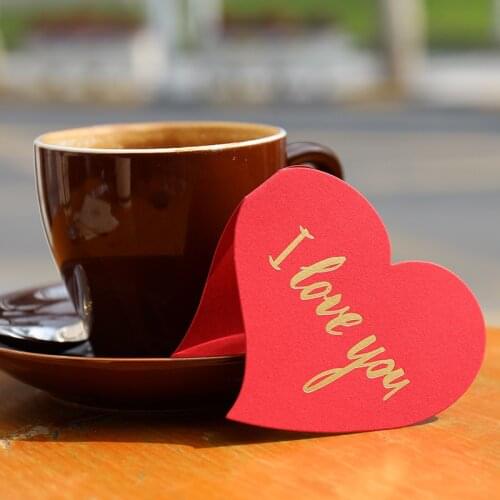 110x110mm Red/Black Heart Shape Writing Paper Card With Envelopes For Creative Gift Hot Stamping With Mini Paper Envelopes