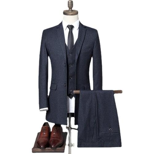 Jacket+Vest+Pant) Man Long Tuxedo Slim Fit Wedding Men Casual Business Meeting Marriage Suits Blazers Terno Costume Homme Dress