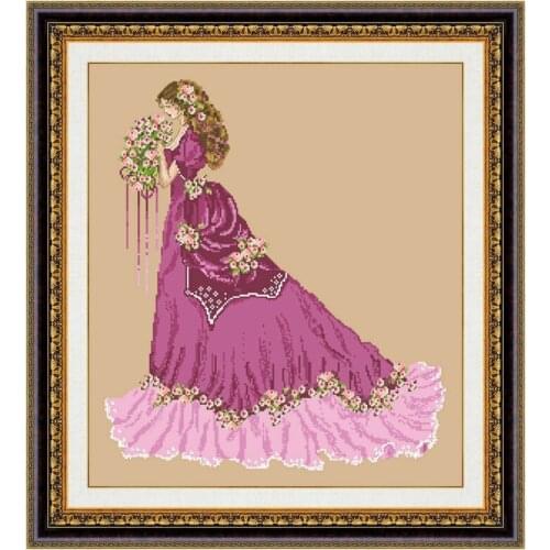 Summer lady cross stitch kits bead stitches pattern design 18ct 14ct 11ct flaxen linen canvas embroidery DIY needlework