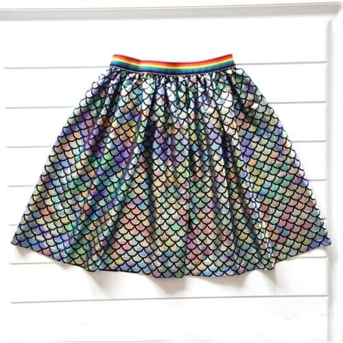 Summer Women Girl Kids Children Skirt High Waist Mother and Daughter Beach Stage Girls Party Fish Scale Mermaid Skirt Dress