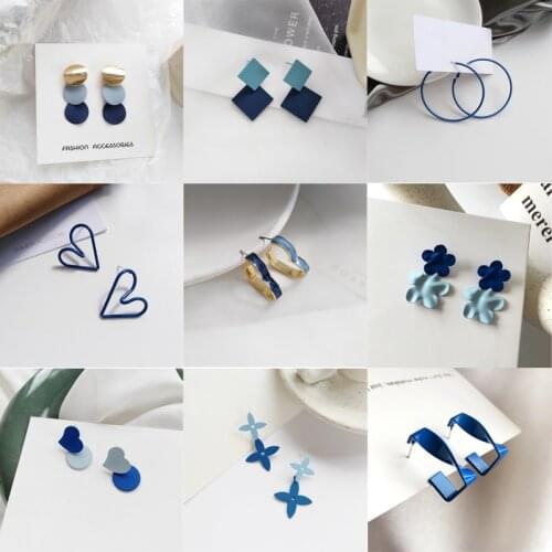 Fashion Jewelry Women Earring 2020 New Popular Geometric Round Blue Blue Color Dangle Drop Earrings Party Gifts Drop shipping