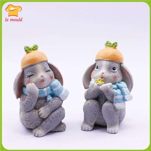 Cartoon Rabbit Silicone Mold 3d Baby Girl/Boy Baby Birthday Gift Fondant Cake Decoration Candle Mold