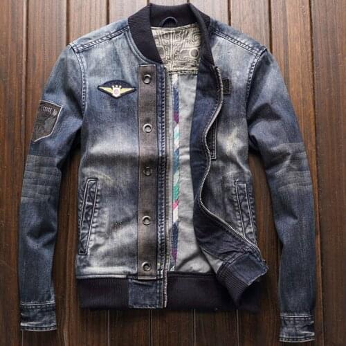 American Style Flight Mens Denim Jackets and Coats Spring Plus Size XXXL Mens Overcoats Outerwear Mens Brand Clothing 2019 A208