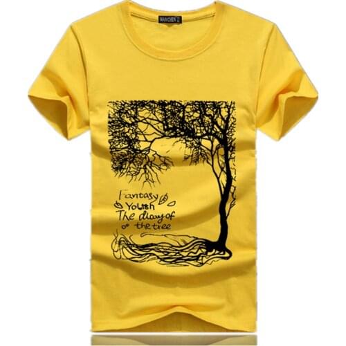 Mens T-Shirts 2018 New Summer Brand O-Neck short sleeve T-shirt men fashion Tree print cartoon cotton Tee shirt men size S-5XL
