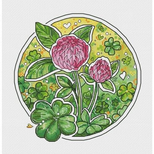 DD Gold Collection Counted Cross Stitch Kit Cross stitch RS cotton with cross stitch Merejka Clover Lucky Grass