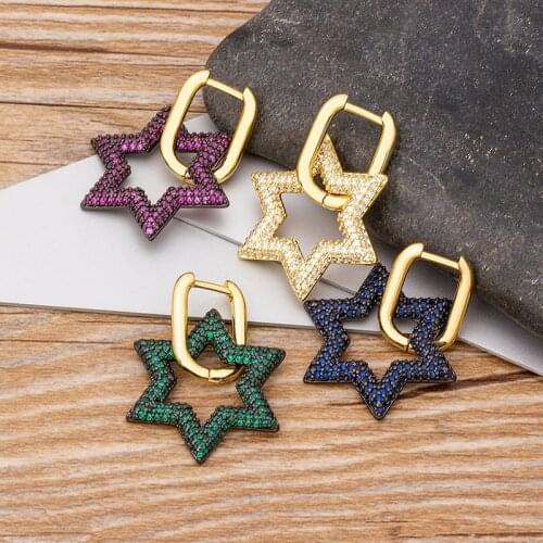 New Arrival Star Dangle Earrings Geometric Cubic Zirconia Women Fashion Best Gift For Friend Lover Female Boho Pendant Jewelry