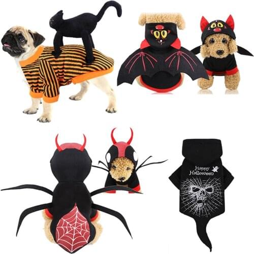 Pet Dog Clothes Halloween Costume Coat Warm Puppy Hoodie Cosplay Clothing Chihuahua Yorkie Outfits Party Bat Spider Pet Shirt