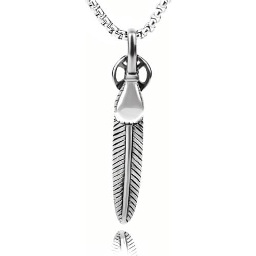 Feather Necklace Chain Stainless Steel Necklace Women Men Simple Long Chain Feather Pendant Necklace Statement Couples Jewelry