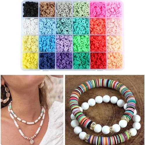 4800pcs 6mm Flat Round Polymer Clay Beads Chip Disk Loose Spacer Handmade Beads For DIY Jewelry Making Bracelet