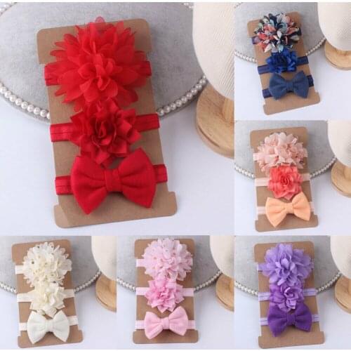 Flower Lovely Stretch Baby Girls Newborn Elastic Bowknot Appliques Hairband Hair Band Headwear Accessories