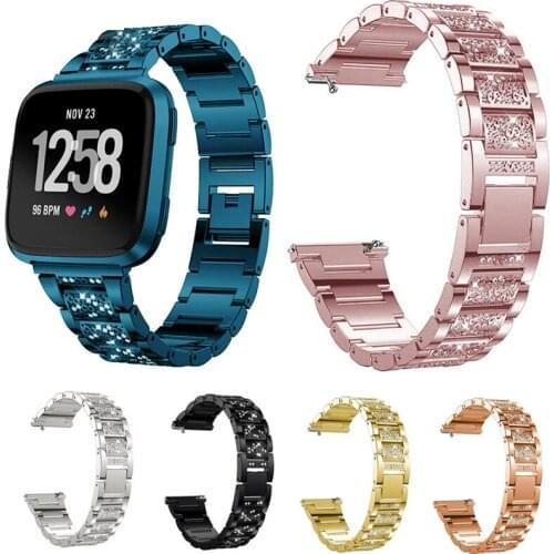 Diamond Strap For Fitbit Versa/Versa Lite Smart Watch Band Stainless Steel Women Wrist Bracelets For Fitbit Versa 2 Correa Bands