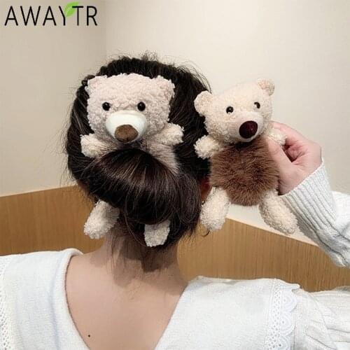Women Girls Ponytail Hair Rubber Bands Cute Bear Scrunchies Rabbit Elastic Hairbands Tie Ropes Fashio New Plush Hair Accessories