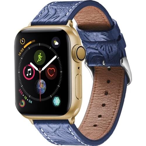 Luxury Retro Imprin Leather Bracelet For Apple Watch Band 38mm 40mm 42mm 44mm Real Leather iWatch Strap 3 4 5 6 SE Watchband