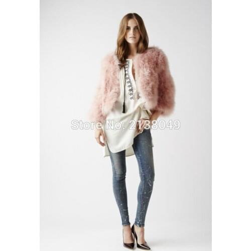 SF0021 Turkey Feather Jackets Cheap Real Fur Strips Feather coats feather fluffy factory supply feather