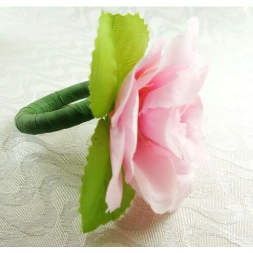 Silk rose napkin ring, wedding napkin holder