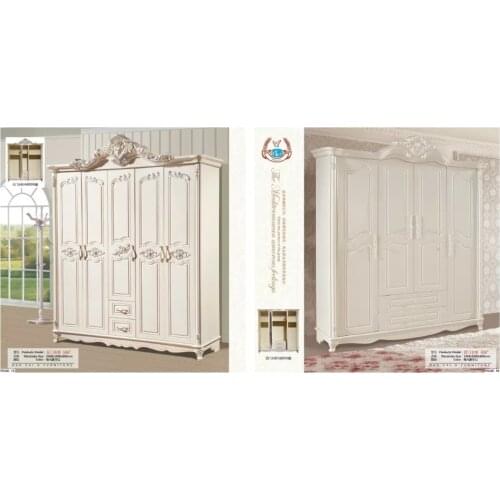 Modern european solid wood bed Fashion Carved leather french bedroom set furniture king size HC008