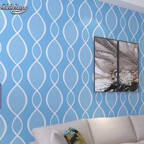 Beibehang Modern minimalist non - woven wallpaper 3D stereo wave pattern background bedroom living room curve striped wallpaper
