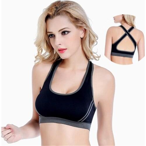 Sports Bra Full Cup Breathable Top Shockproof Cross Back Push Up Workout Bra For women Gym Running Jogging Yoga Fitness Bra