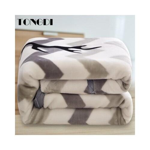 TONGDI Soft Warm Fannel Fleece Fur Blanket Printing Decor For Children Winter Couch Cover Bed Sofa Machine Wash Plush Bedspread