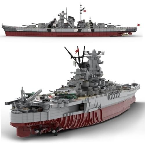 Military Bismarck Battleship WW2 German Cruiser Model Building Blocks Warship Navy Army Weapon Bricks Construction Toys Boy Gift