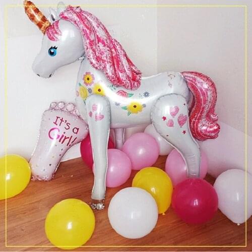Unicorn Balloons 3D Large Size Wedding party layout decorative balloons Baby Shower Girl Birthday Party toy Decorations