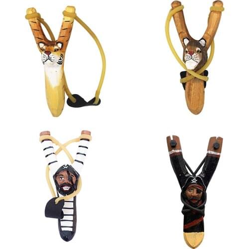 High Quality Wooden Slingshot Hand-Carved Handmade Animal Toy Decoration For Outdoor Kids Children Toys