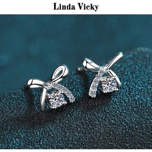 LINDA VICKY VVS Moissanite Earrings Pass Diamond Test Rhodium Plated 925 Silver quality Jewelry Women Precious Birthday Gift New