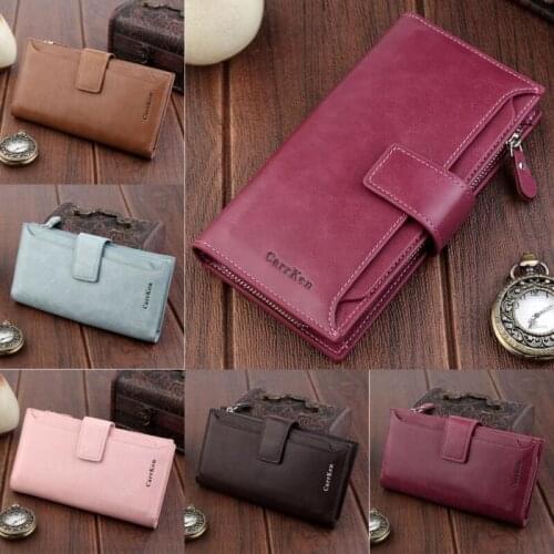 Women Leather Zipper Wallet Fashion Hasp Nubuck Wallets Womens Long Design Purse Two Fold More Color Clutch