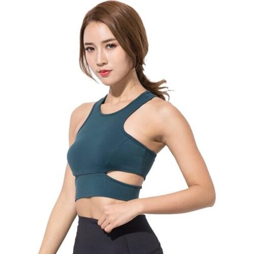 2020 Hollow Out Backless Gym Fitness Crop Tops Women Quick Dry Nylon Workout Yoga Bras Sports Bras Running Top Removable Pads