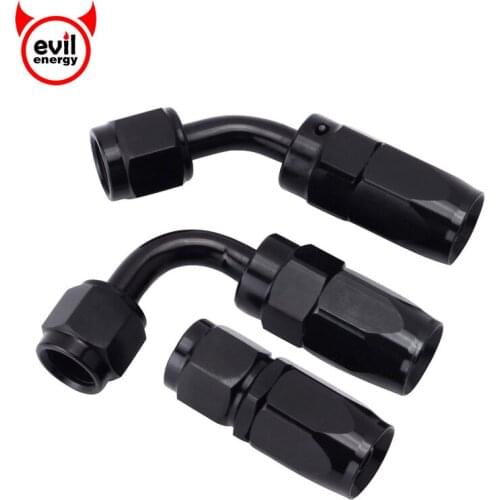 Evil energy AN4 Oil Fuel Swivel Hose Straight Elbow 45 Degree Hose End Oil Fuel Reusable Fitting Black