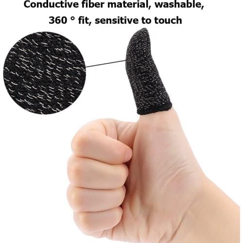 1 Pair Full Touch Screen Ultra-Thin Finger Sleeve Game Fingertips Sweat-Proof Anti-Static Game Gloves for Mobile Phone Tablet