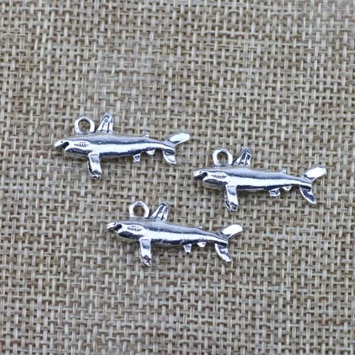 Newest 10Pieces 13*26mm Mixed Alloy Antique Silver Color Shark Charms Bracelet Fashion Pendant Accessory For DIY Jewelry Making