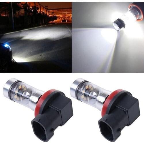 2pcs Car Led Fog Light H11 100W High Power Led Anti Fog Lamp 6000K Fog Light Bulbs For Cars Trucks Fog Light Bulbs High Quality