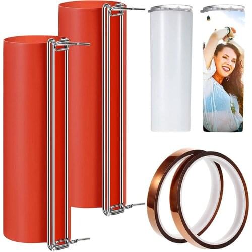 2Pcs Mug 20 Oz Silicone Cup Clamp Cup With 2 Rolls Heat Resistant Tape For Printing Mugs Sublimation Transfer Supplies