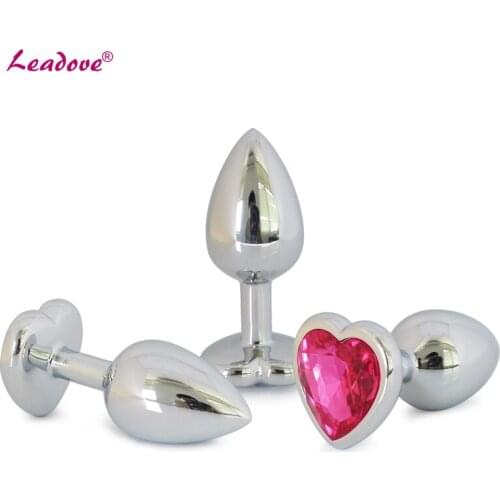 Large Size 40mm x 90mm Pretty Silver Heart Shaped Stainless Steel Crystal Jewelry Anal Plug Butt Plug Anal Sex Toys for Women