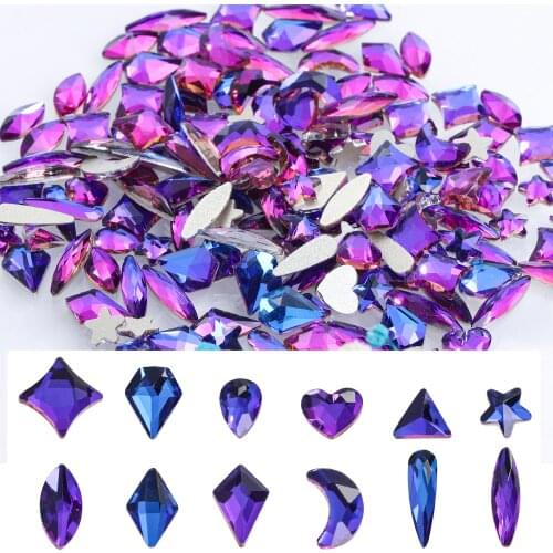 Astrobox 100Pcs/Bag Various Shapes Flatback Glass Crystal For Nail Art Rhinestone Glue On Clothes Phone DIY Clothing Accessories