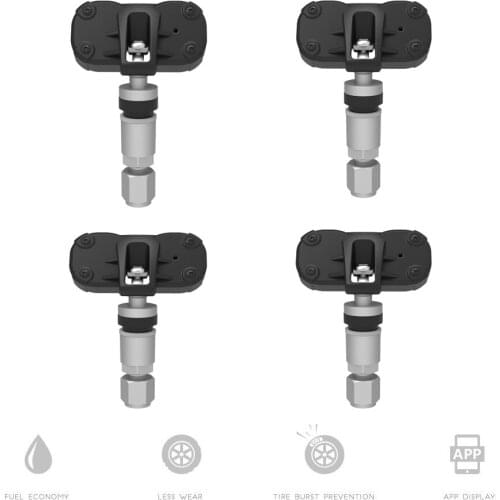 4 Internal Sensors Car Bluetooth 5.0 TPMS Monitor Alarm System for Andriod IOS Tire Pressure Low Energy Display On APP