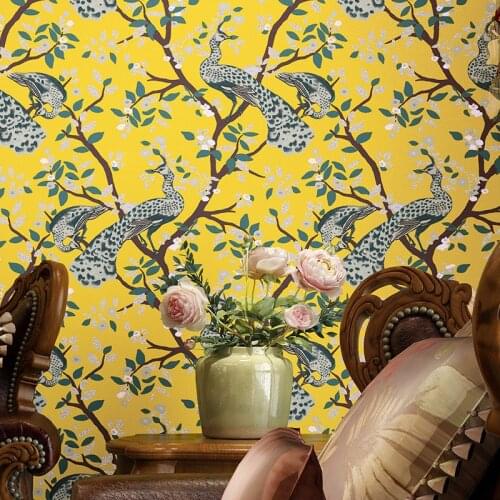 Beibehang Chinese wallpaper home classical living room bedroom Chinese style peacock American pastoral TV background wallpaper