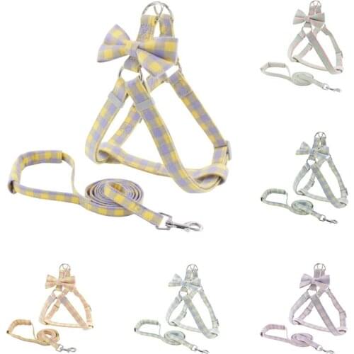 Safe Dog Harness With Leash Set Adjustable Pet Harnesses With Bowknot For Small Medium Dogs For French Bulldog Dog Accessories