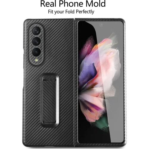 Carbon Fiber Pattern Split Foldable Mobile Phone Case for Samsung Galaxy Z Fold3 5G Fold2 Anti-fall Cover for Samsung W21 W22