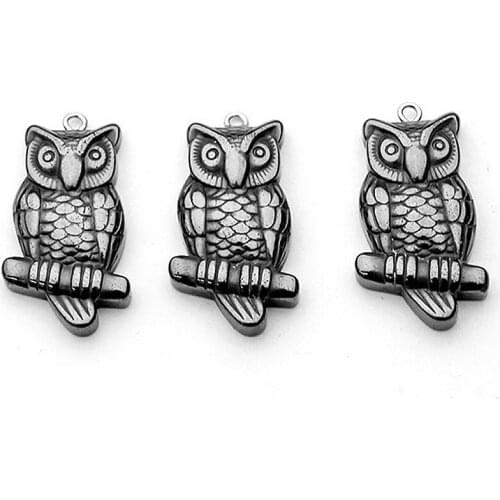 Black Gallstone Non-magnetic Owl Pendant Hematite Owl Pendant DIY Handmade Bracelet Necklace Earrings Jewelry Accessories